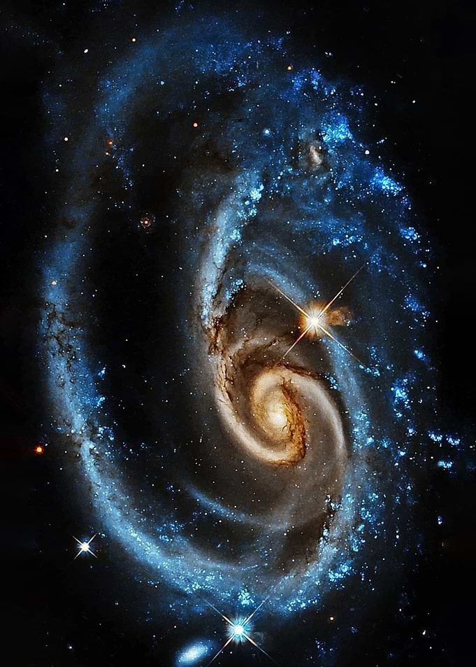 Spiral Galaxy with Blue Nebulae