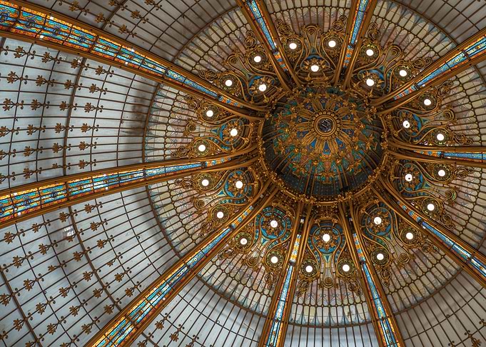 Paris Lafayette Ornate Stained Glass Dome Interior