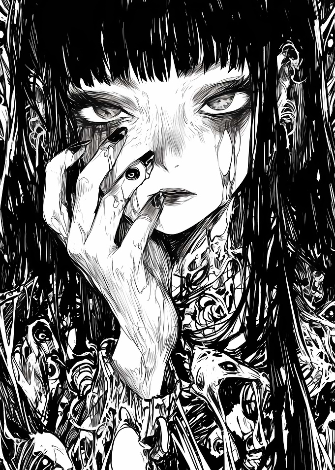 Gothic Anime Girl Crying