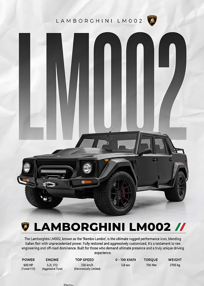 striking Lamborghini LM002 'Rambo-Lambo'