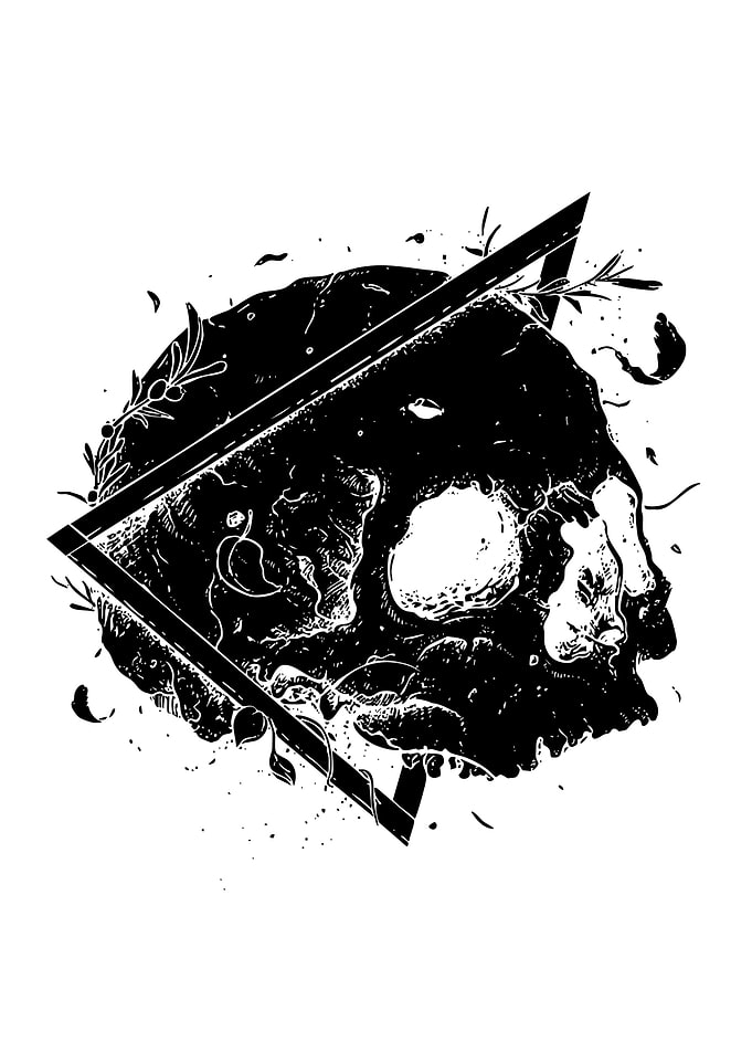 Skull with Geometric Triangle and Branches