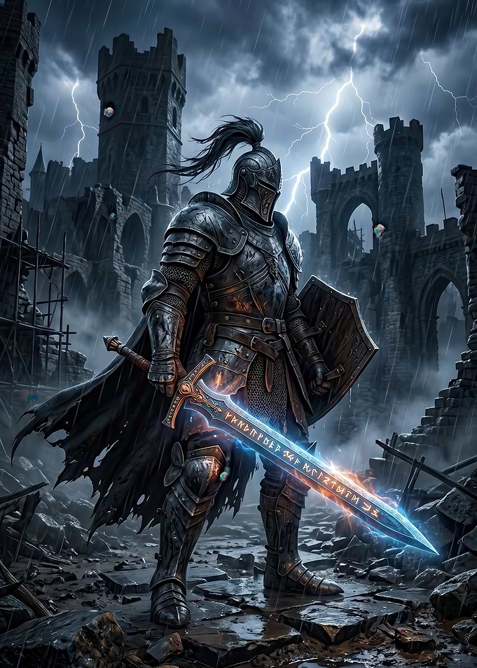 Knight in a Stormy Castle