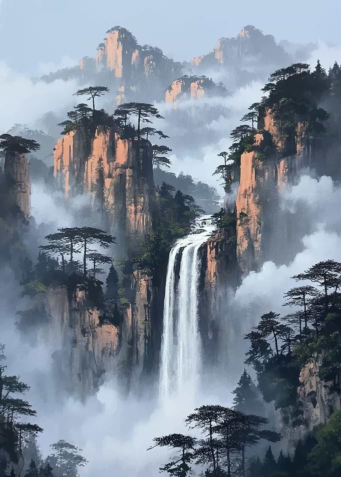 Misty Mountain Waterfall