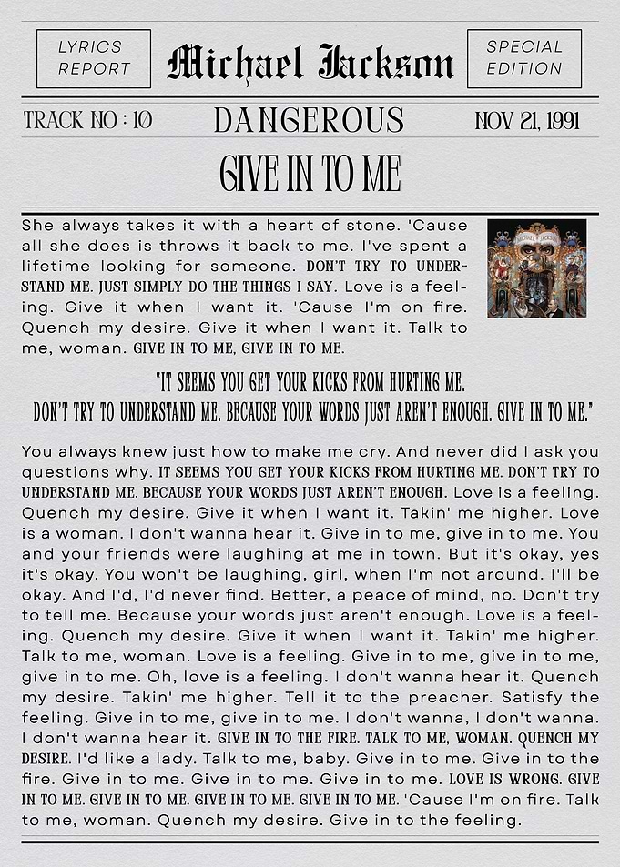 Michael Jackson Give In To Me