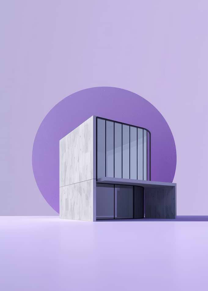 Modern Architecture Concept with Purple Circle