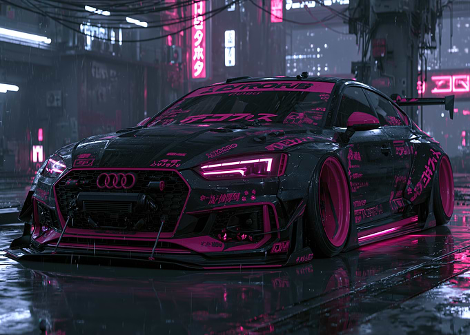 Cyberpunk Audi RS5 in Neon City