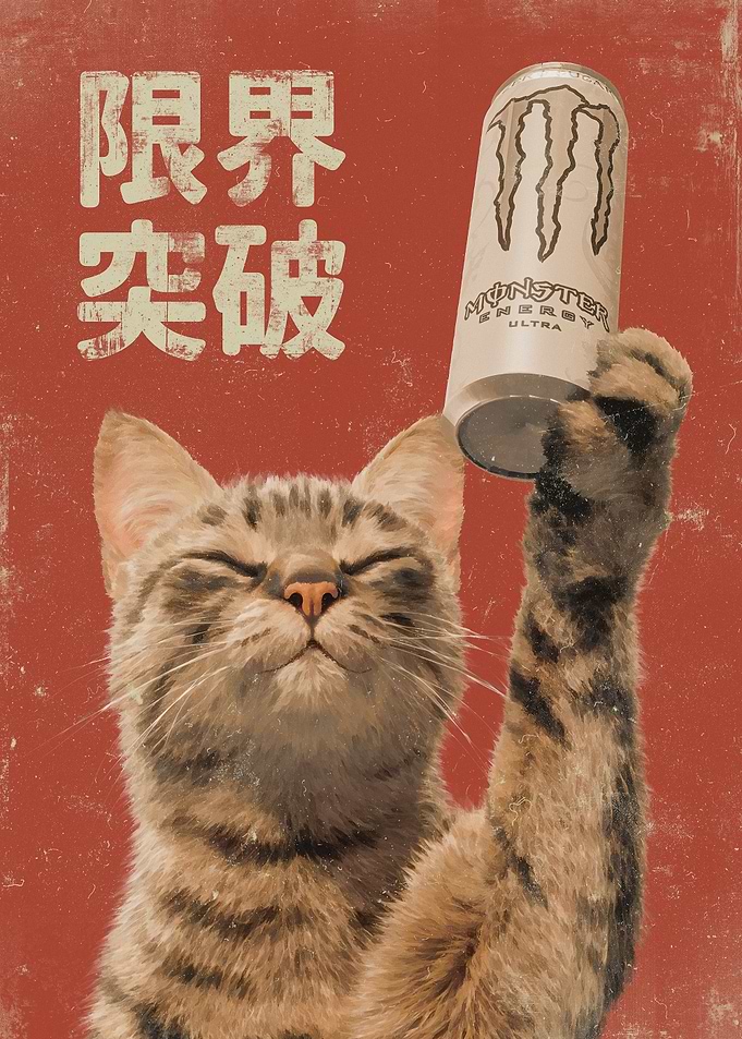 Cat Holding Monster Energy Drink