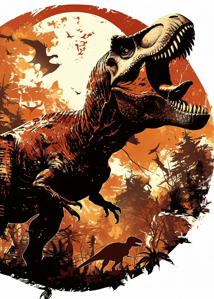 Tyrannosaurus Rex Roaring in Jungle