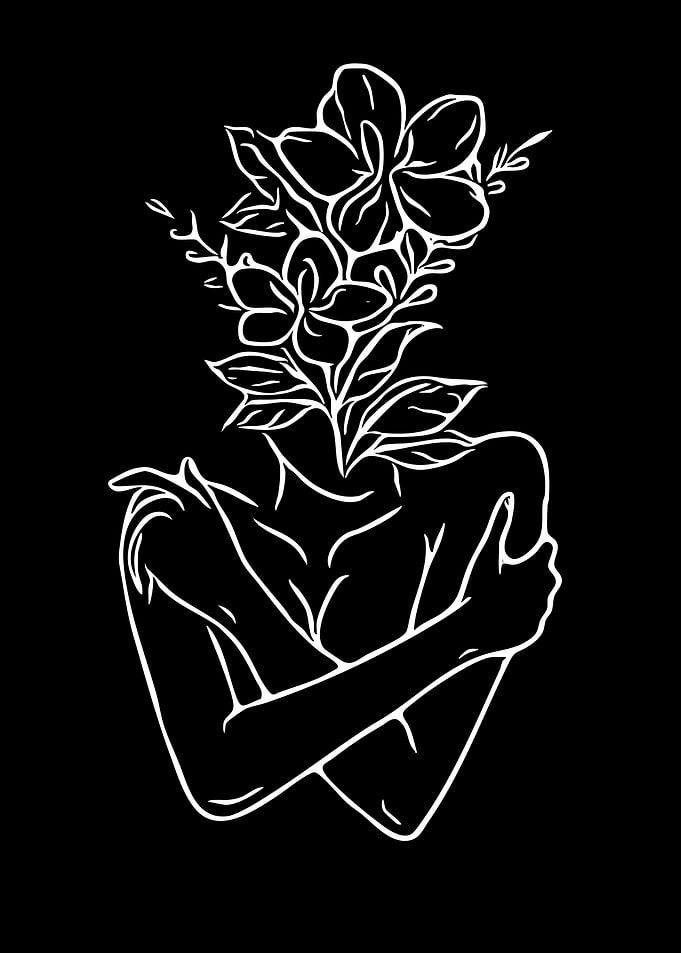 Woman with Flowers for Head