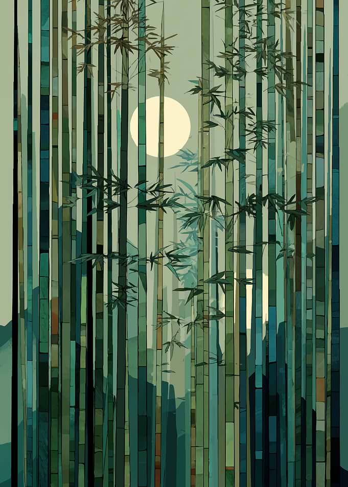 Bamboo Forest with Moon