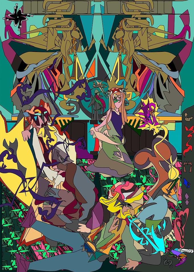 Surreal Abstract Figures and Geometric Patterns