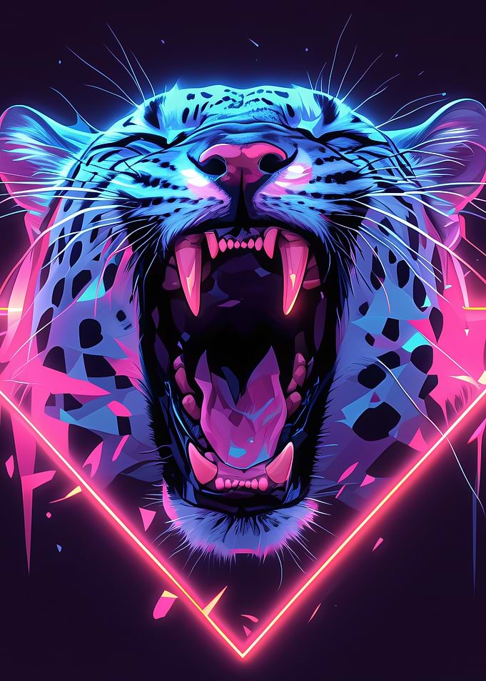 Neon Jaguar Roaring