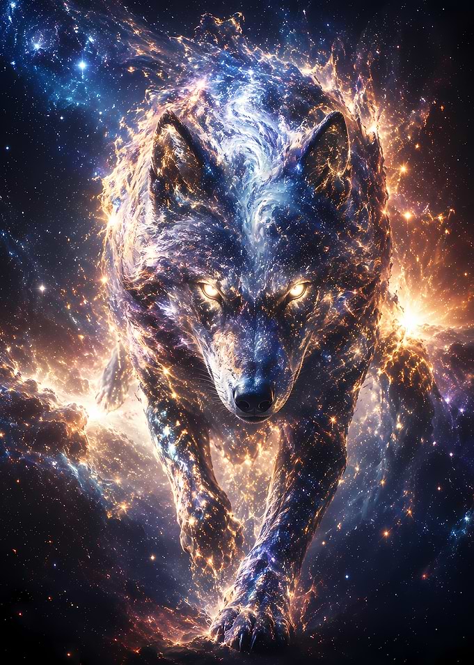 Cosmic Wolf in Nebula