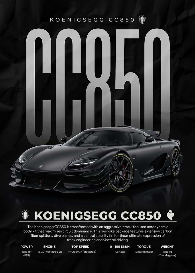 sleek black Koenigsegg CC850 Supercar