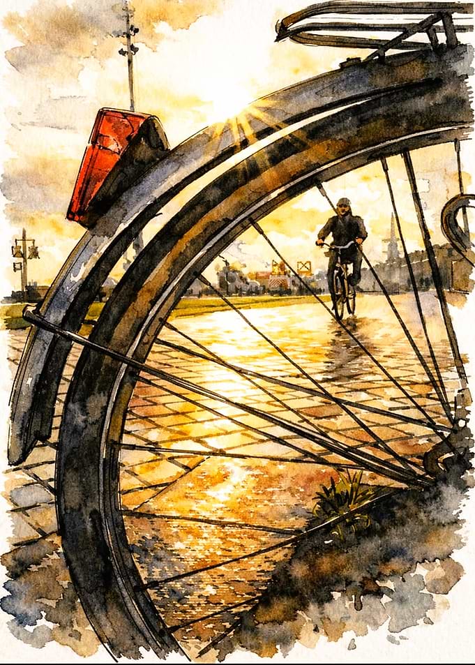 Cyclist at Sunrise
