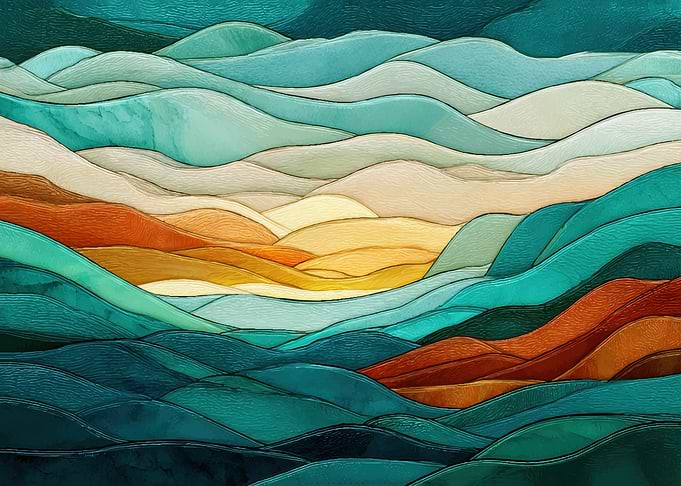 Abstract Wavy Landscape Art