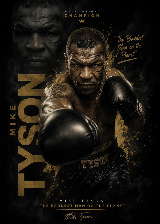 powerful Mike Tyson Heavyweight Champion Poster