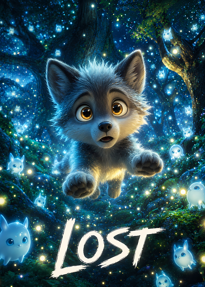 Lost Wolf Cub in Enchanted Forest
