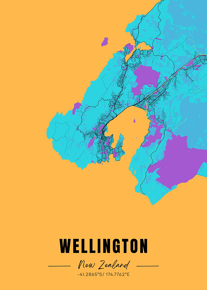 Wellington New Zealand Map Art
