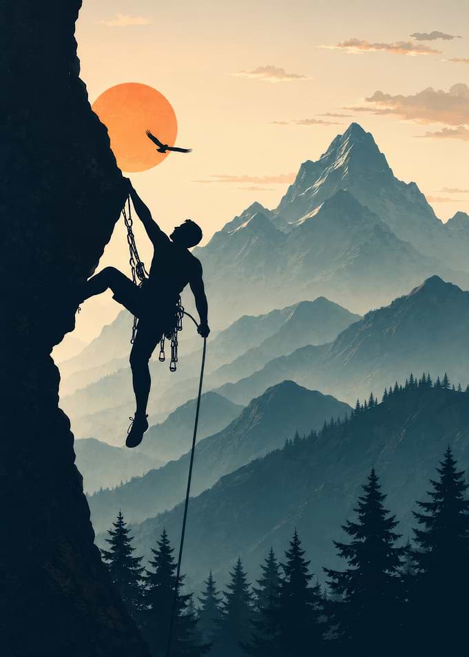 Silhouette Climber at Sunset