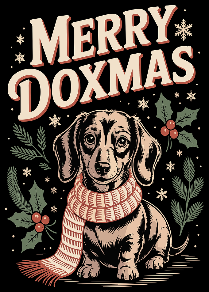 Merry Doxmas Dachshund Christmas Card