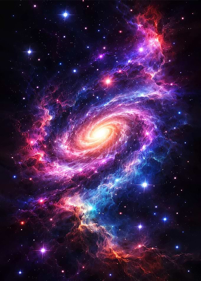 Vibrant Spiral Galaxy in Deep Space