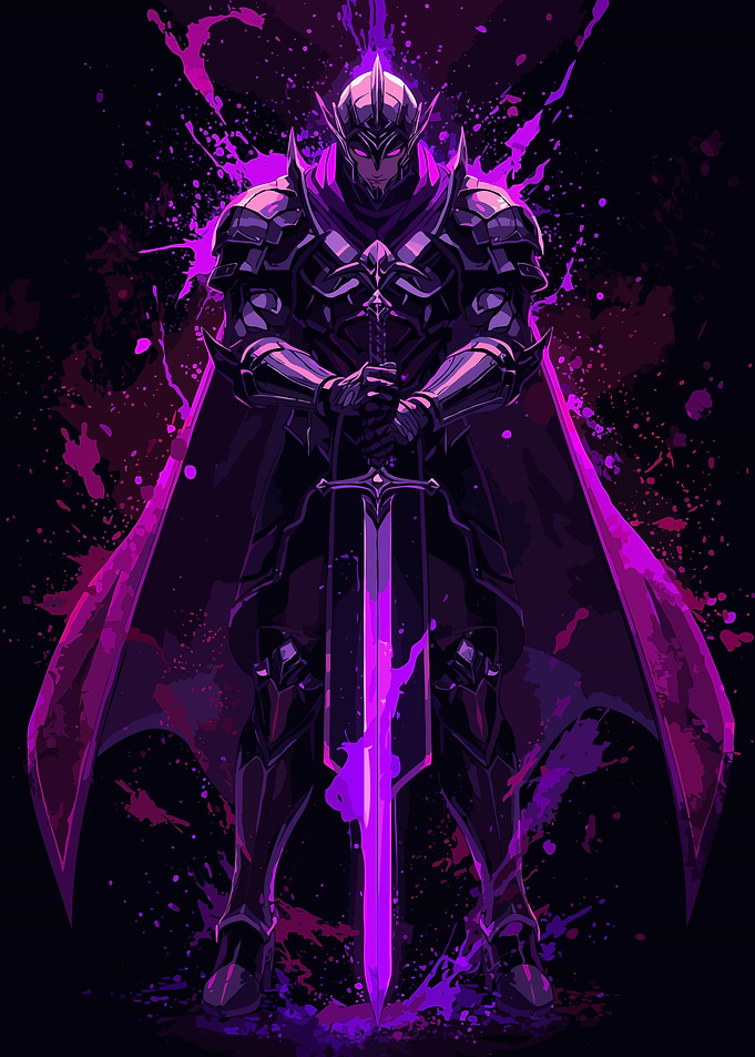 Dark Knight with Glowing Sword