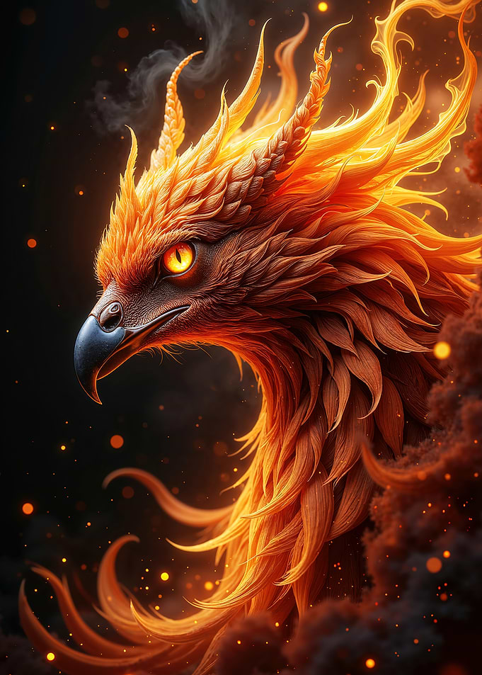 Fiery Phoenix Head