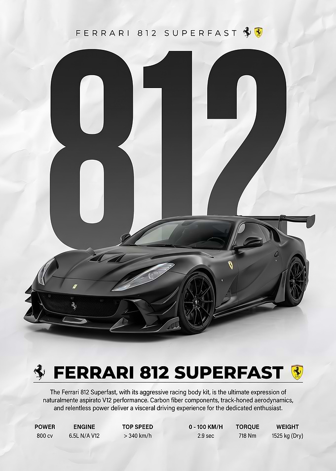 striking Ferrari 812 Superfast Poster