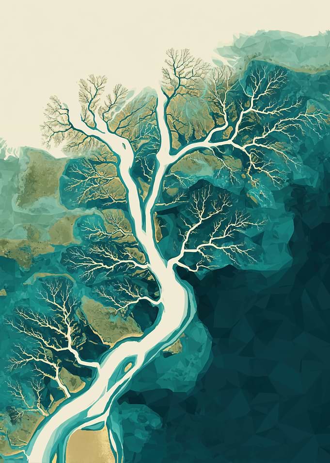 Aerial View of a River Delta