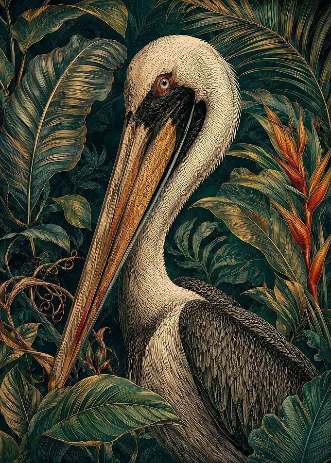 Pelican in a Tropical Jungle