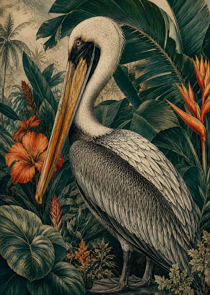 Pelican in a Tropical Jungle