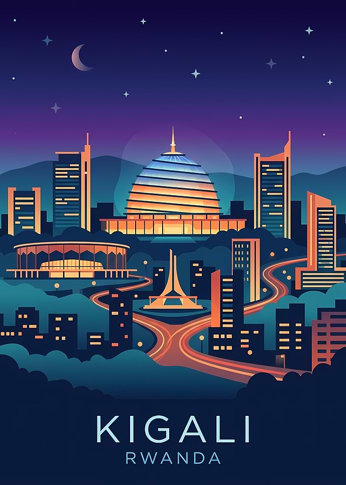Kigali Rwanda Skyline at Night