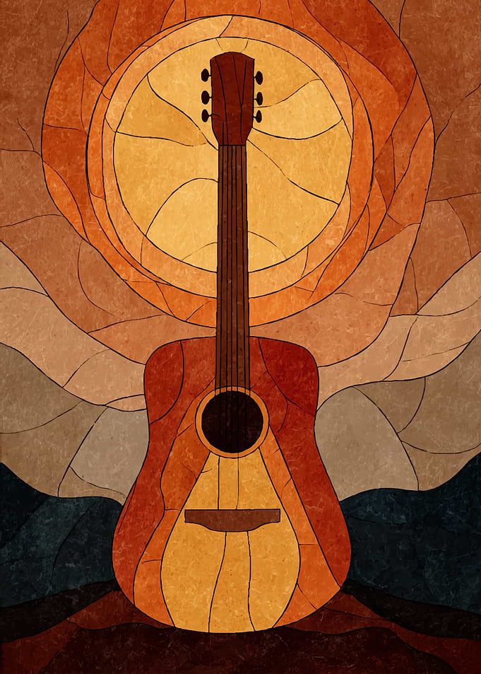 Stained Glass Guitar Art
