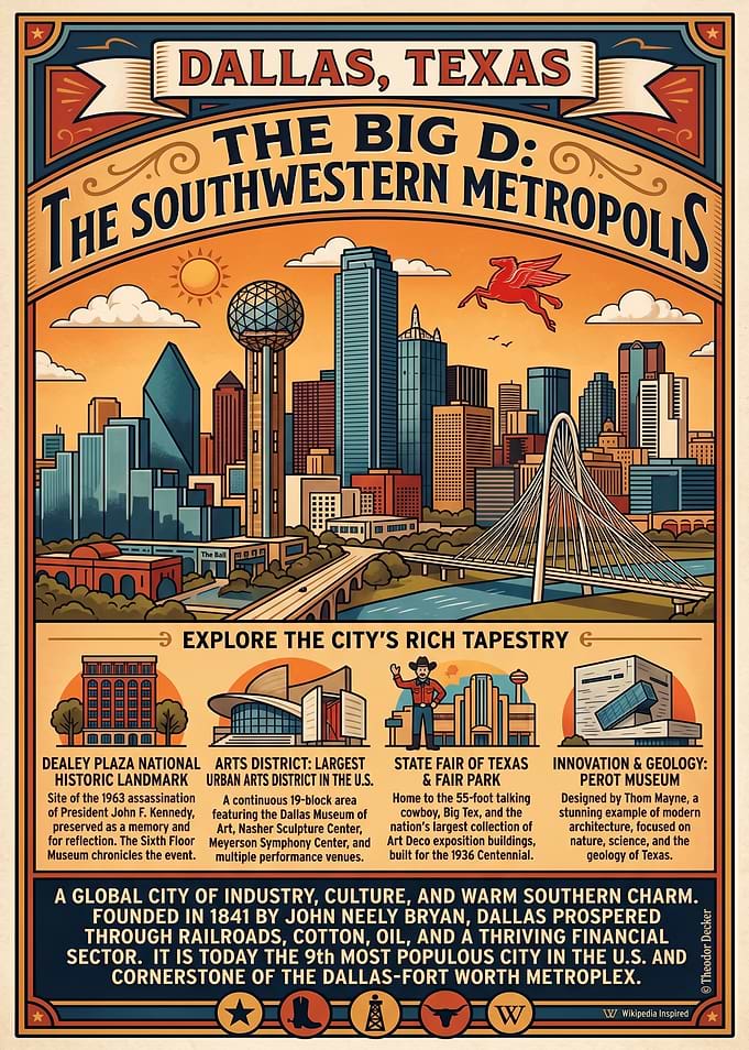 Dallas Texas Southwestern Metropolis Poster