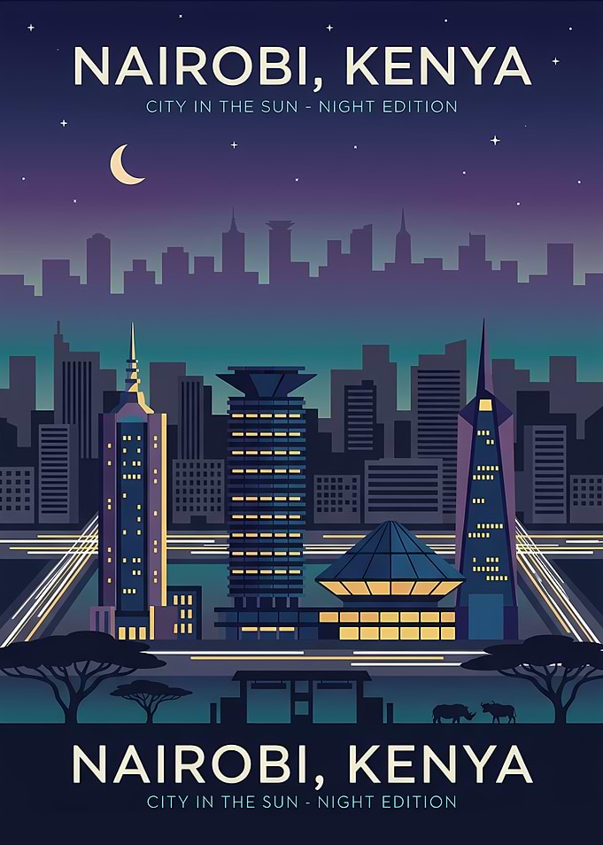 Nairobi Kenya Night Cityscape