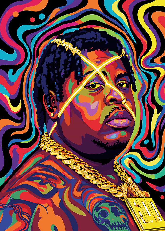 BigXthaPlug Psychedelic Portrait of a Rapper