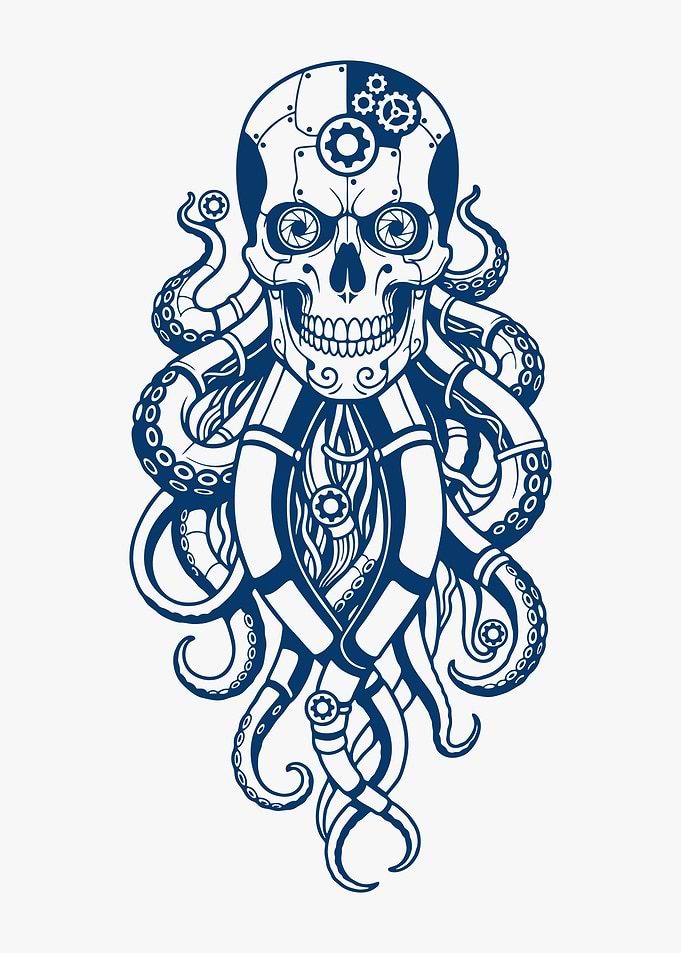 Steampunk Octopus Skull