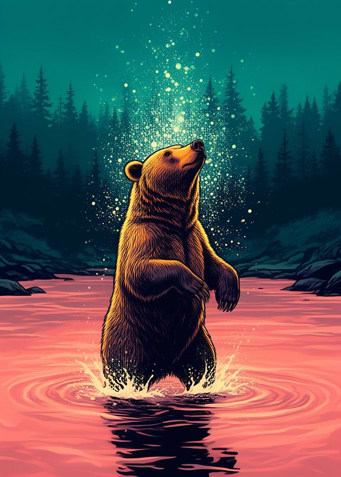 Bear in a magical river