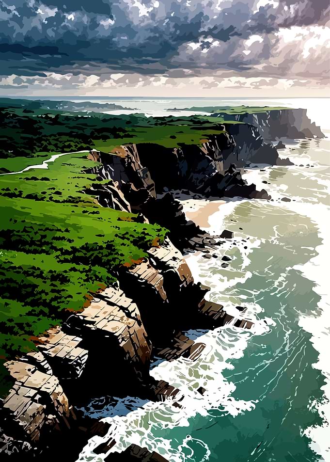 Coastal Cliffs and Ocean Waves