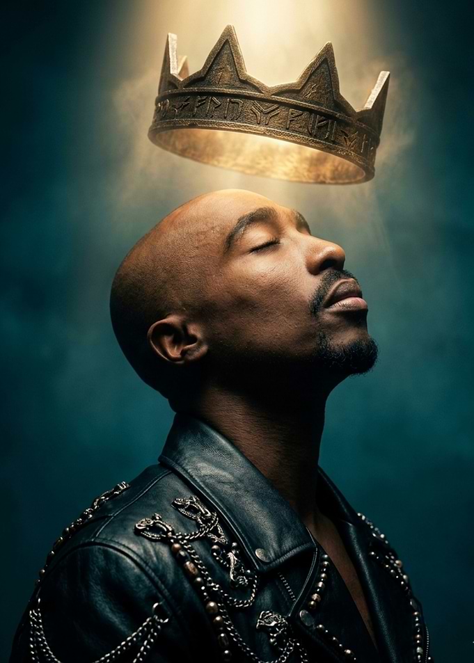Tupac Shakur with a Crown