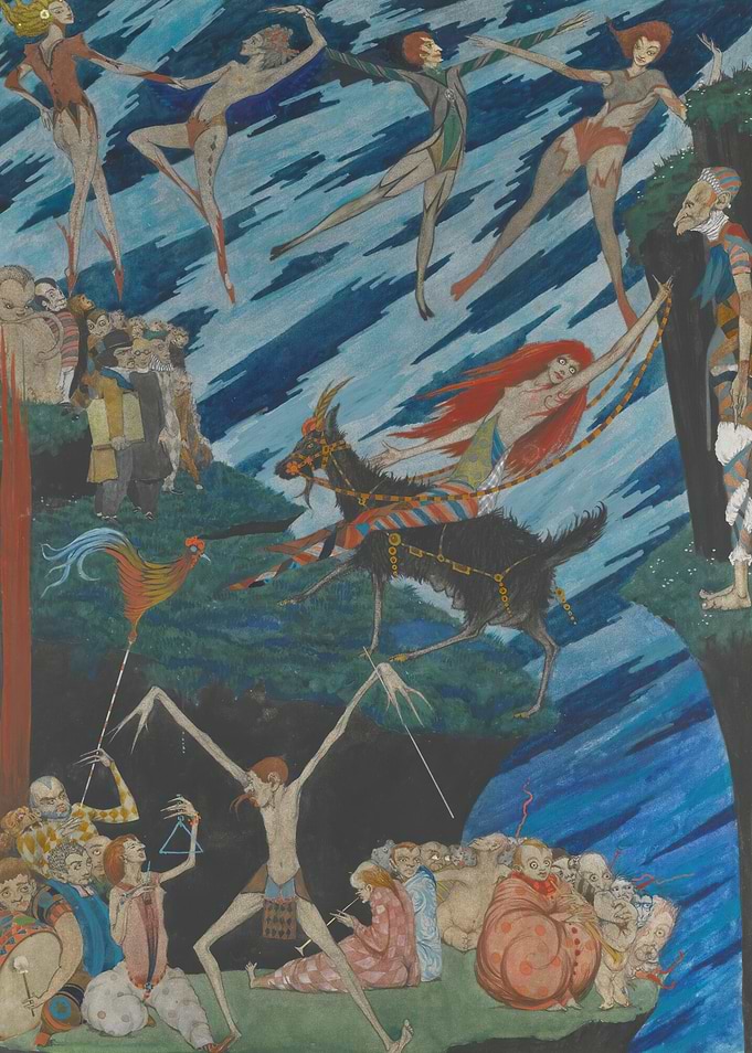 Surreal Dance of Figures and Creatures