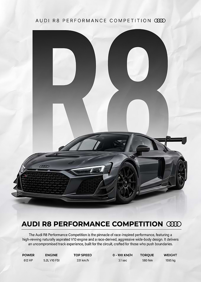 sleek race Audi R8 Car poster