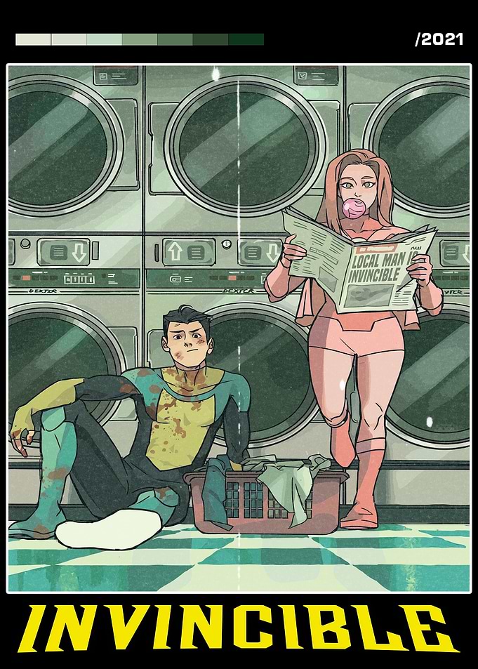 Invincible Characters in Laundry Room