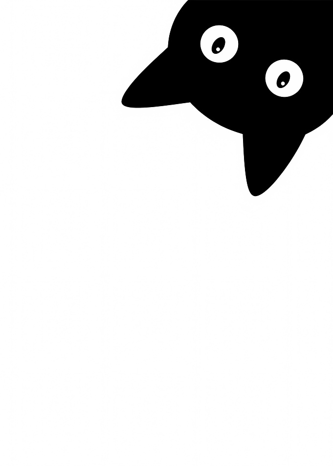 Peeking Black Cat with Big Eyes