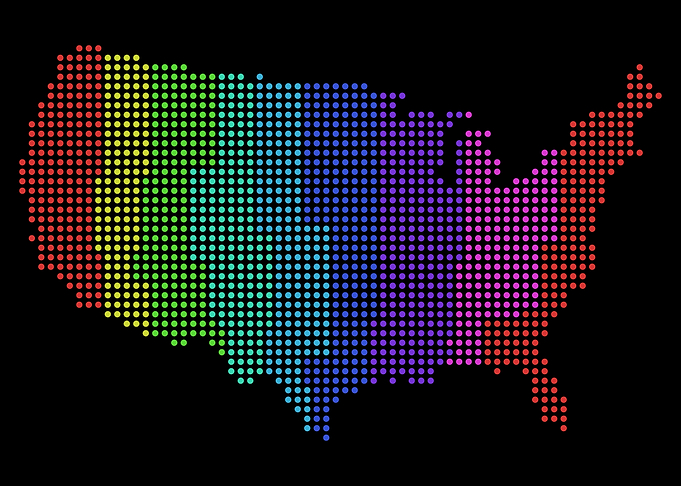 Rainbow US Map Dotted Art