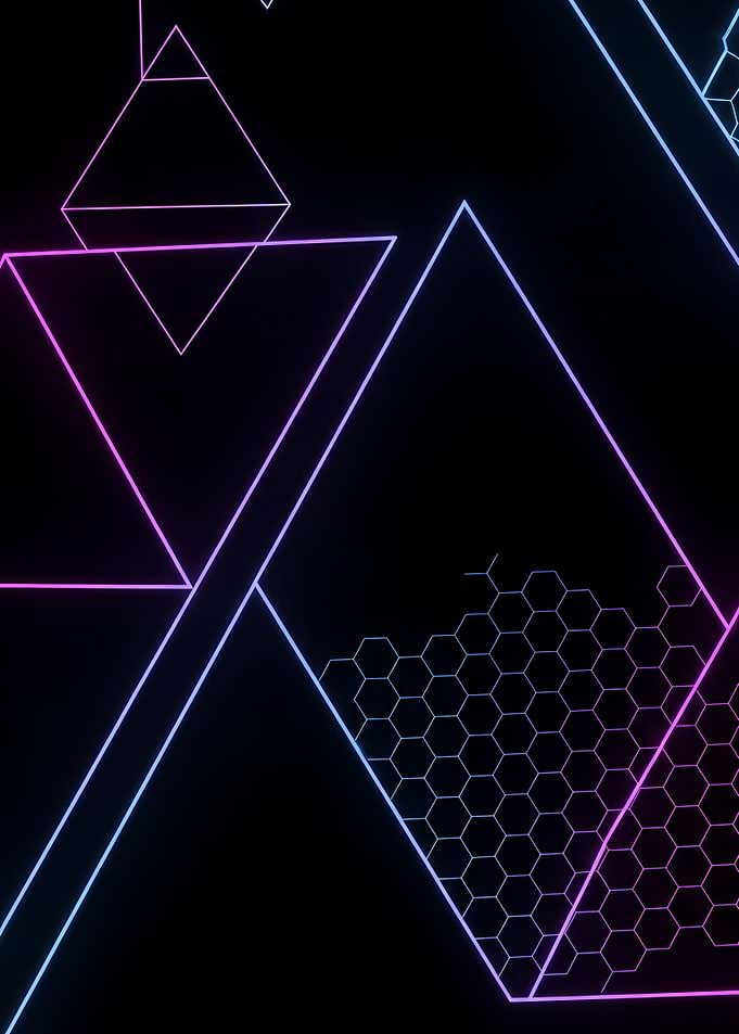 Neon Geometric Triangles Futuristic Abstract Background