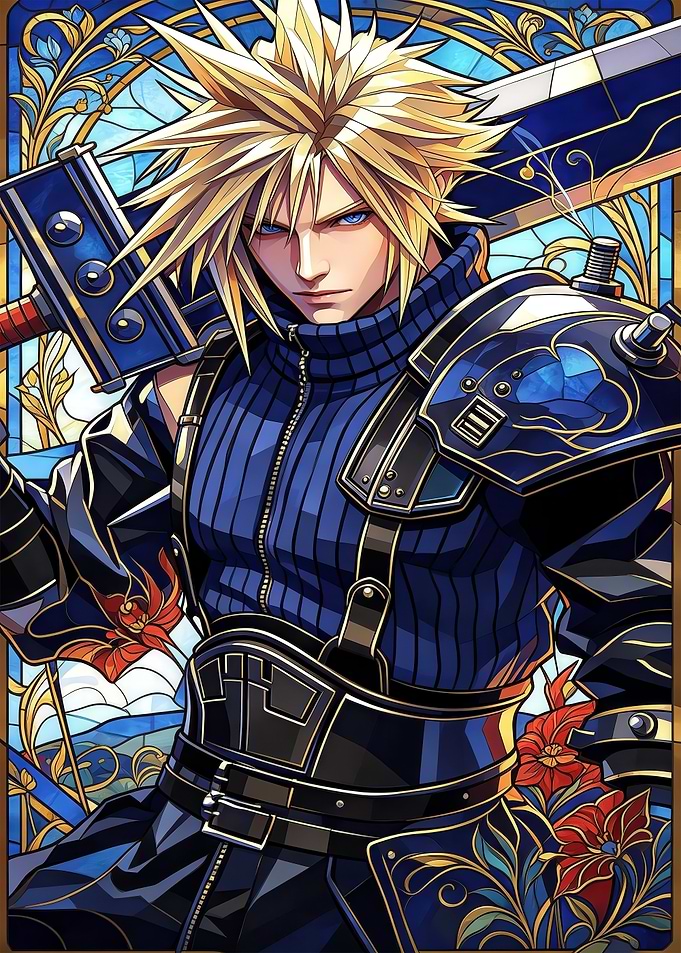 Cloud Strife Stained Glass Art