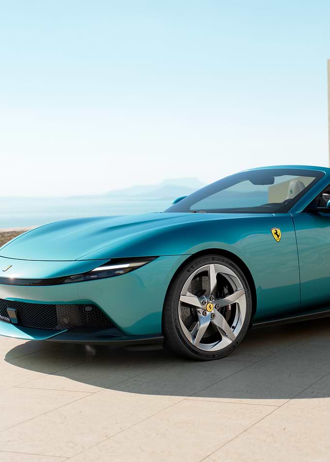 Teal Ferrari Roma Convertible