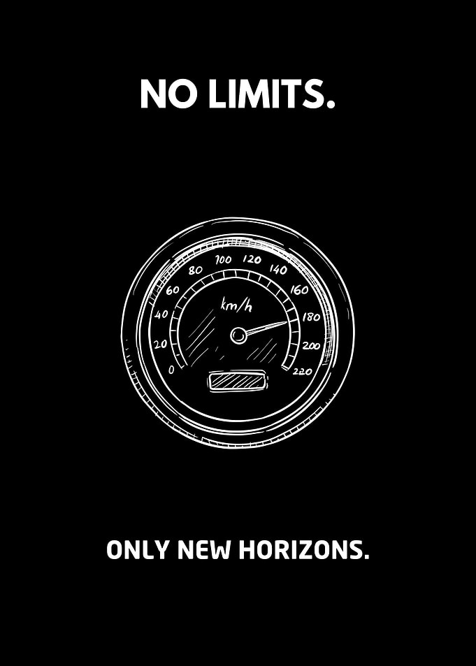 No Limits Speedometer Minimalist Racing Wall Art